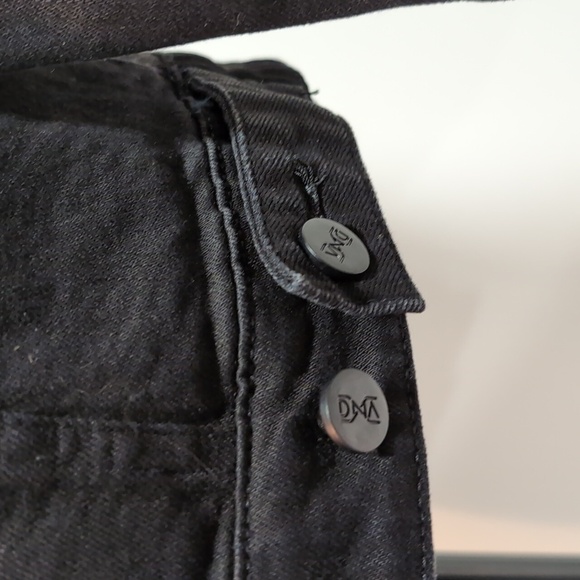 DNA, Hand-painted Black Distressed Women's Denim Jacket with Blue Accents,Size S - Picture 9 of 15